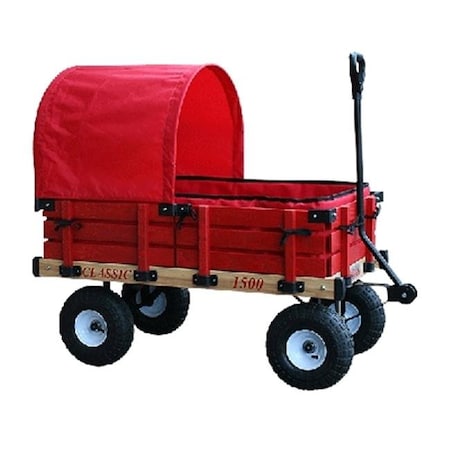 Millside Industries Millside Industries 04158 20 in. x 38 in. Wooden Covered Wagon withPads with 4 in. x 10 in. Tire 4158